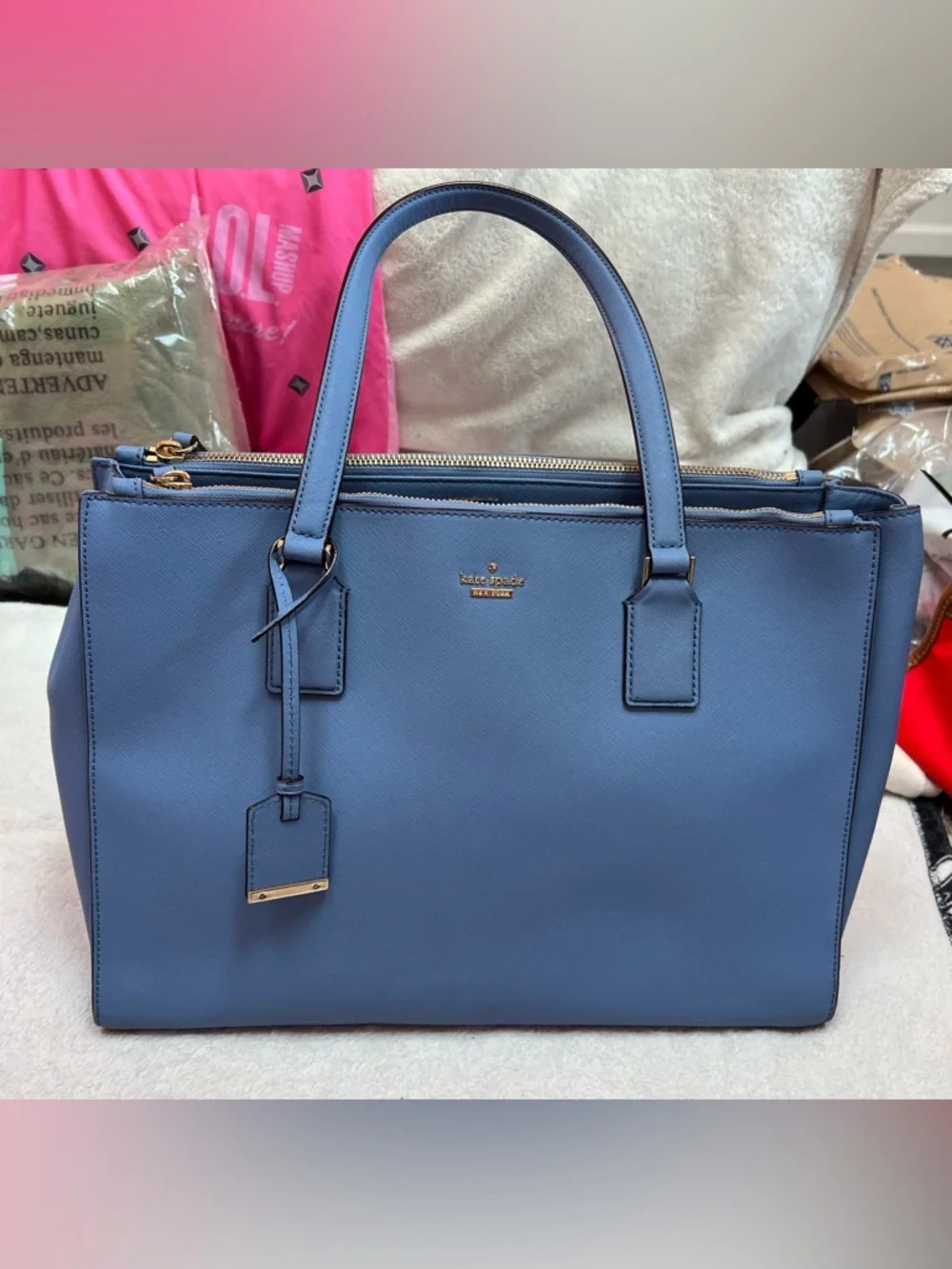 kate spade Lavender Blue Leather Tote